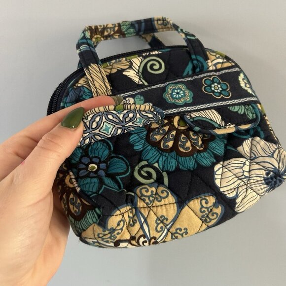 Vera Bradley Small Top Handle Bag Blue Teal Green Floral Paisley Pattern F-190 - Picture 2 of 8